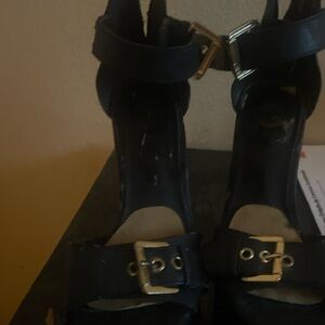 Guess Black Buckle Heels